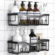 Adhesive Rustproof Shower Caddy Set Large Capacity Organizer Bathroom Storage