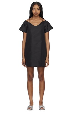 ganni off shoulder dress GANNI OFF THE SHOULDER CRINKLE FLORAL DRESS
