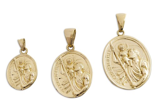Real 10K Yellow Gold Saint Christopher Pendant Patron Saint Protective Medallion - Picture 5 of 9
