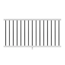 Traditional 6 Feet X 36 Inch White Polycomposite Rail Kit Black Metal Balusters