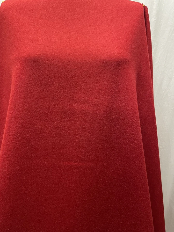 100% Wool Deep Red High Quality Vibrant Soft Flannel Fabric By The Yard 60" Wide - Image 4 of 4