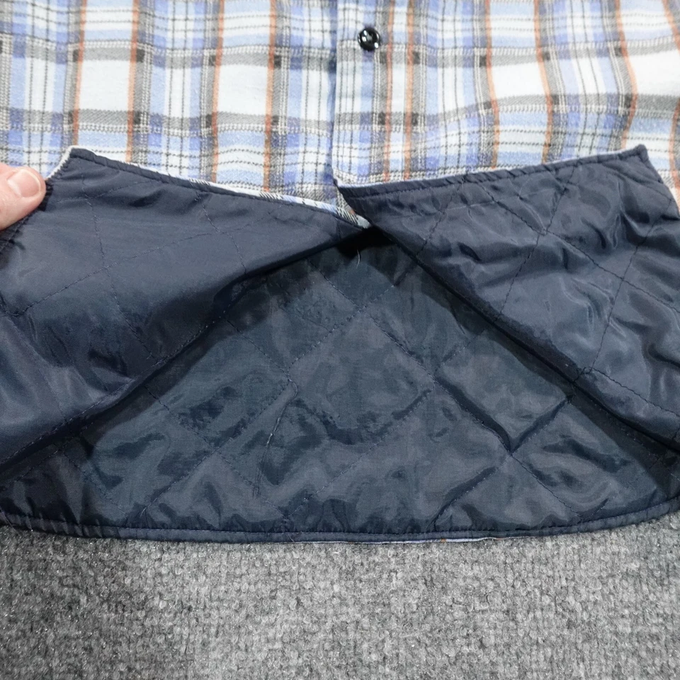 Vintage JCPenney Shirt Men 2XL Blue Plaid Quilted Flannel Shacket USA 80s 12208 - Image 3 of 4