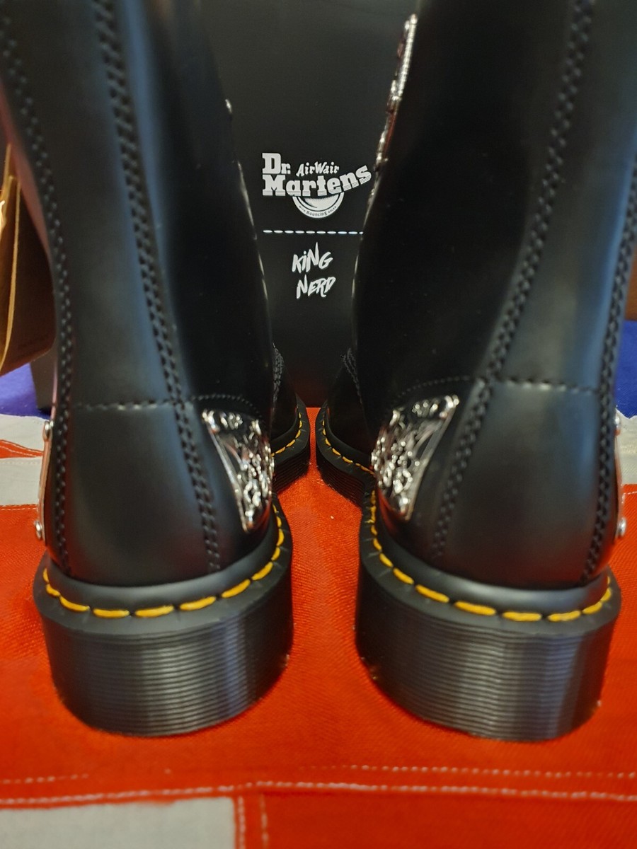 dr martens 4 King Nerd 1460 black & silver boots | eBay UK