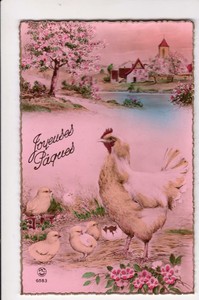 Art Deco Kitsch Carte Postale Ancienne Paques Poule Et Poussins Editeur Pc Ebay