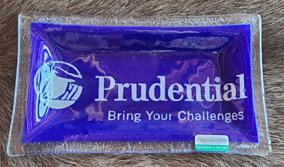 Peggy Karr Glass Rectangle Plate Prudential Logo Made in USA NIB