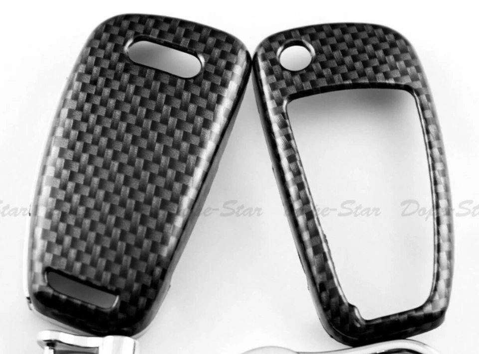 For Audi A1 A3 A6 S3 S6 Q3 Q7 R8 TT Carbon Fiber Remote Flip Key Fob Case Shell - Image 2 of 4
