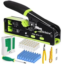 RJ45 Crimp Tool Pass Through Kit RJ45 Crimping Tool Kit Ethernet Crimper Set ...
