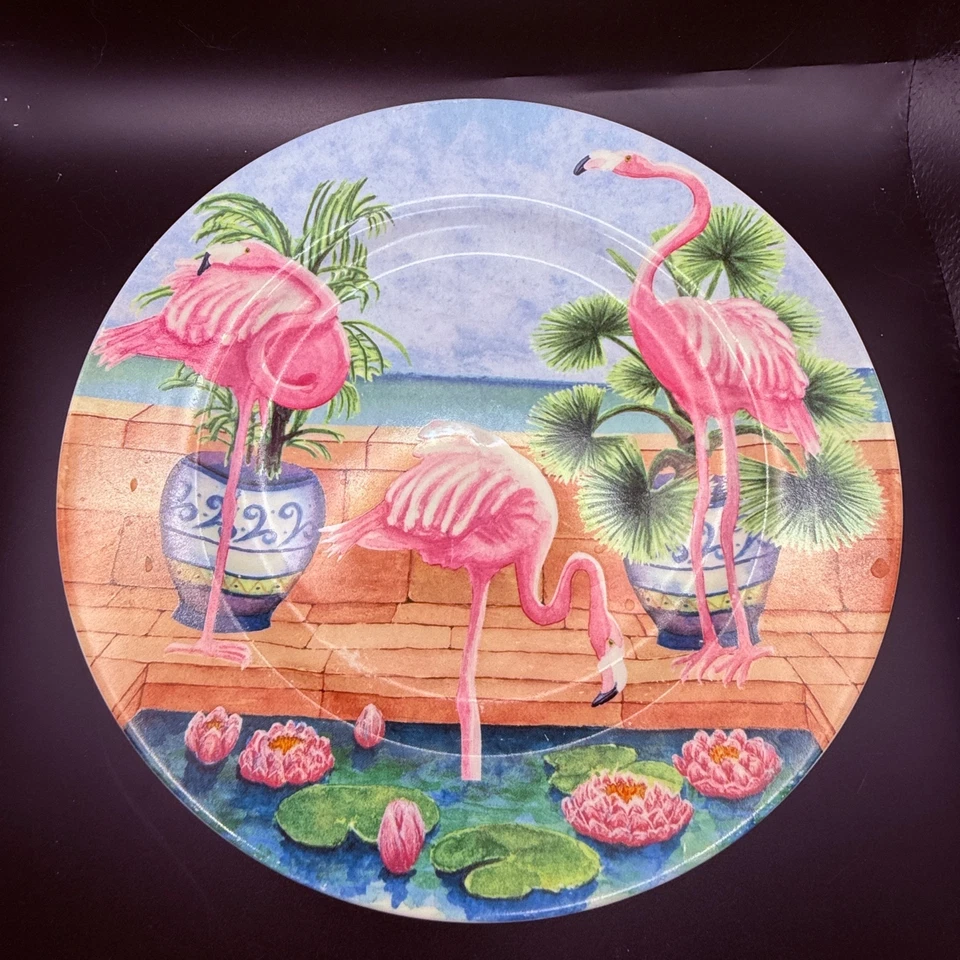  4 American Antelier Marsh Bird Tropical Themed Ceramic Plates 8.5" Diameter - Image 4 of 4