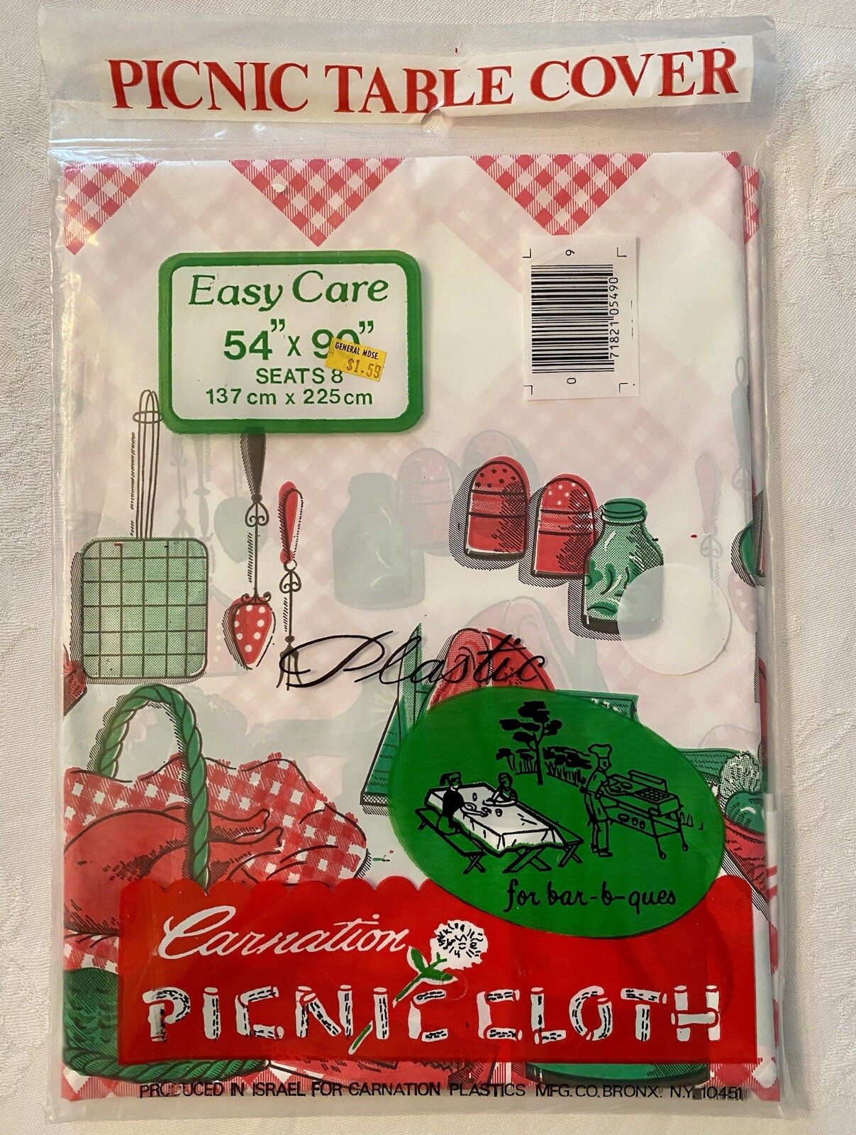 Vintage Picnic BBQ Retro Tablecloth RV Tailgate Picnic Camping 54”x90” New NIP