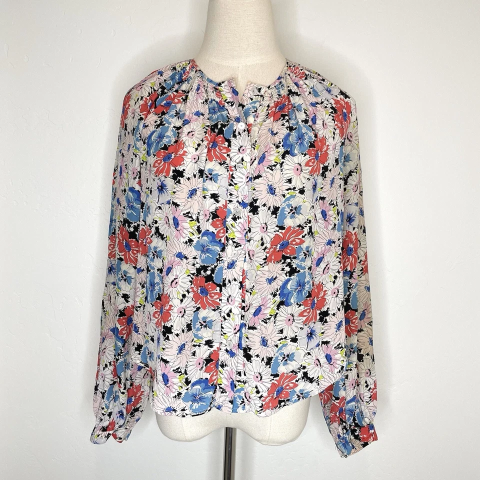 Blusa Veronica Barba Madge Top Botones Floral Seda Mujer 00 Manga Larga Foto 2 de 4