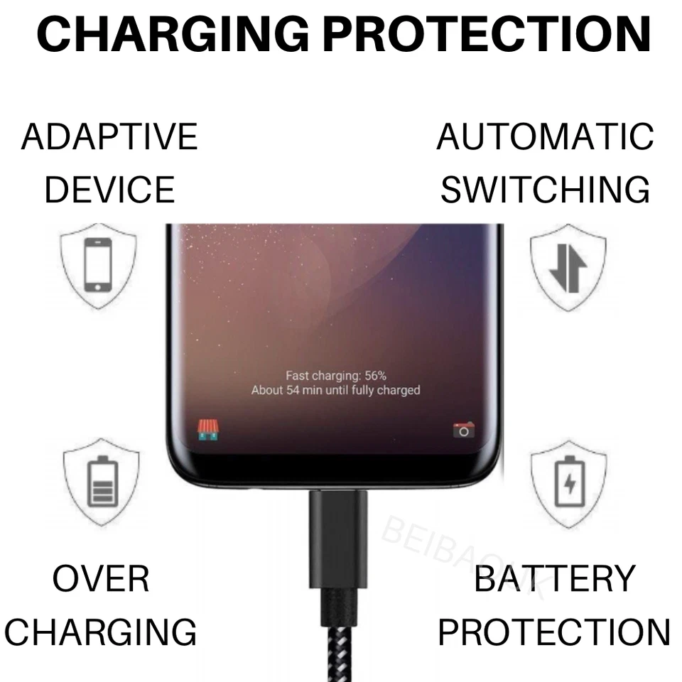 Lote de cargador USB C de 10 pies de cable de carga rápida tipo C para Samsung S9 S8 LG Stylo 4 Foto 3 de 4