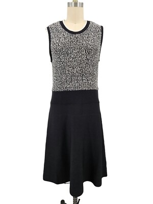 New Karl Lagerfeld Sleeveless Midi Dress Womens L Black White