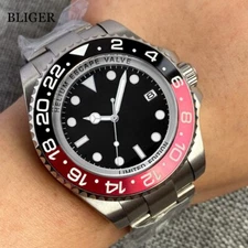 BLIGER NH35A Black Dial 43mm Mechanical Men Watch Rotating Bezel Ceramic Insert