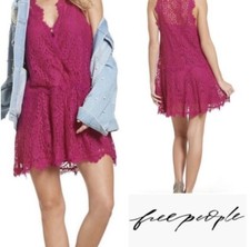 Free People Heart Two Lace Mini Dress In Bright Orchid Womens Sz Medium