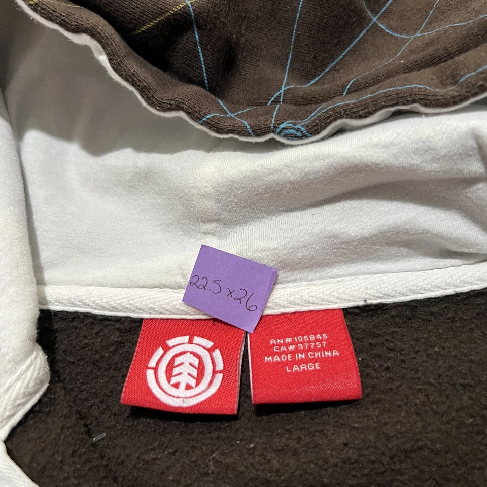 De Colección Element Skateboarding Dos Tonos Marrón Blanco Cremallera Completa Patinador Y2K 00s Sudadera con Capucha L Foto 4 de 4