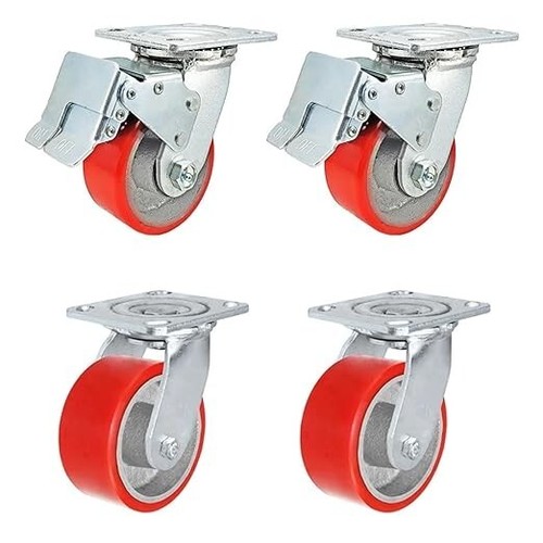 Choose Red Polyurethane on Iron Casters Sets - 3200 to 5000 Lbs Capacity - Picture 17 of 22
