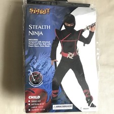Spirit Halloween Stealth Ninja Child Costume Size LARGE 10-12 Preowned