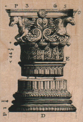 Column Separated 2 1/2 x 3 1/2'' Rubber Stamp, Structures Stamp, Places Stamp