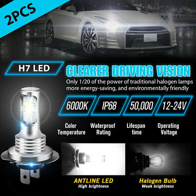 For Dodge Sprinter 2500 3500 2007 2008 2009 H7 LED Headlight Hi/Lo Bulbs 6000K