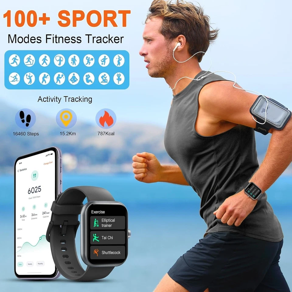 Smart Watch Bluetooth Call 1.96" HD Fitness Tracker for Android iOS IP68 - Image 4 of 4