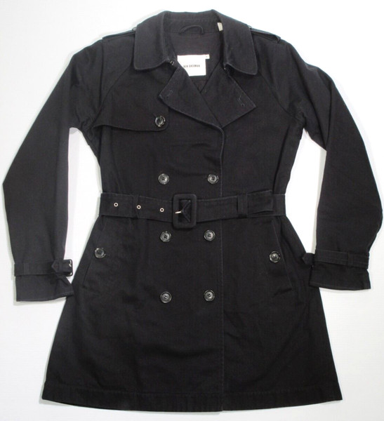 BEN SHERMAN size M trench coat belted black cotton jacket womens size 12