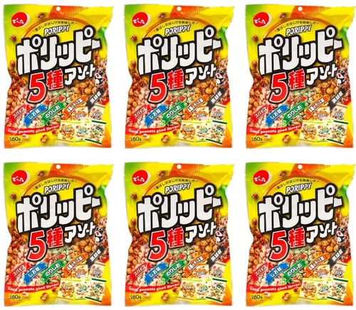Japanese Beans Snack PORIPPY  Food Assort Denroku 180g ×6 - product listing photo