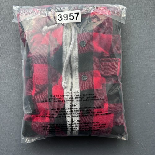 No Boundaries Plaid Hoodie Jacket Girls Juniors Size XL 15/17 Red Black Zip Up - Picture 11 of 11