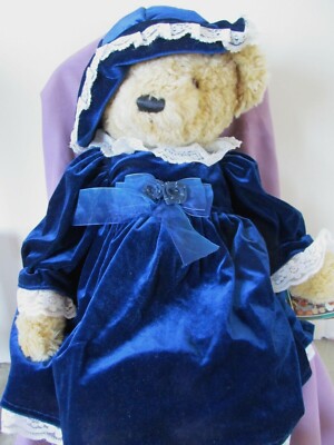 jc penney holiday dresses 2002 Collection Bear Navy Velour Dress & Hat Victorian 26