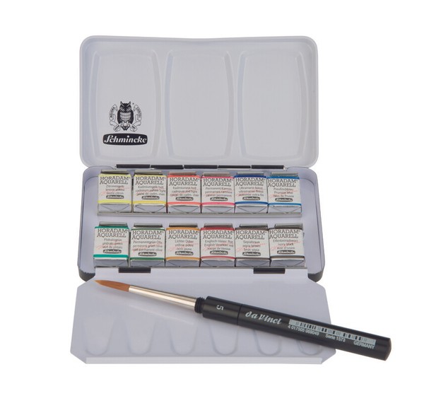 Schmincke Horadam Aquarell Malkasten Kompaktkasten 12 X 1/2 NäPfchen 74 012 097-image