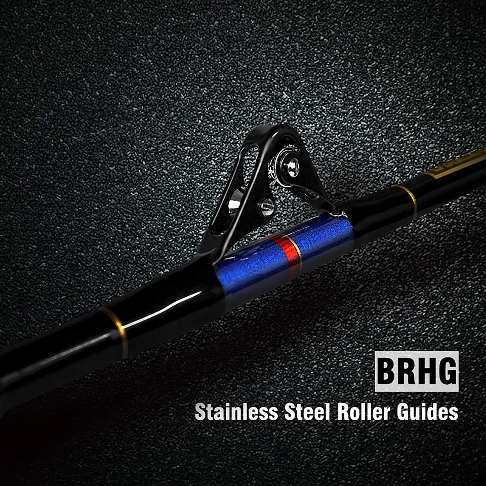 Caña de arrastre de agua salada 1 pieza/2 pieza rodillo pesado juego grande bote en alta mar caña de pescar Foto 4 de 4