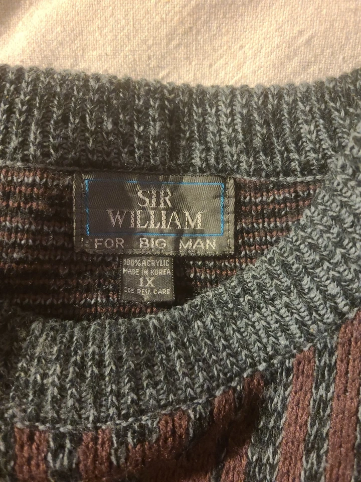 Suéter tejido pulóver abstracto multicolor vintage para hombre XL Sir William tono apagado Foto 4 de 4