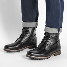 Men's Leather Combat Riding Boots Military Style Motorcycle Ankle Boots