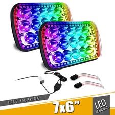 For Toyota Pickup Tacoma 7x6 Inch Rgb Multi Color Led Sealed Headlight Pair