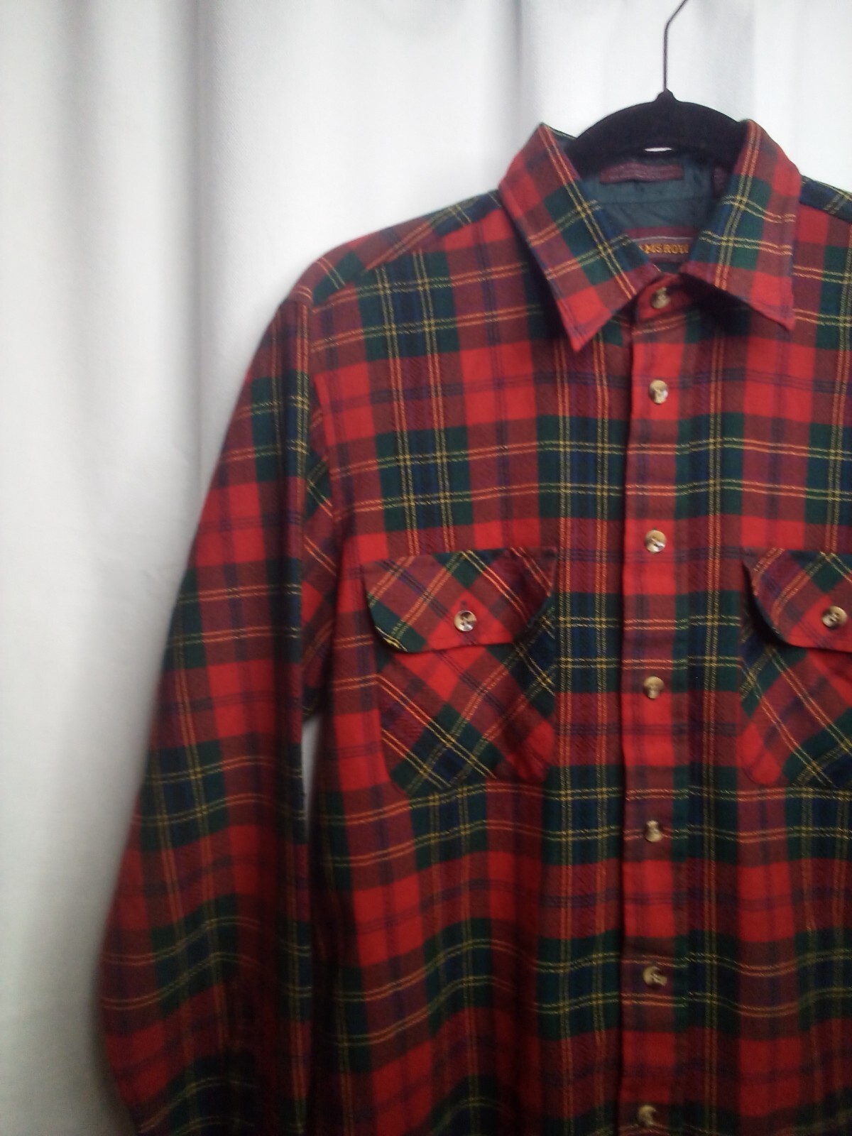 FILA Camicia abbottonata Adams Row M manica lunga misto lana a quadretti rosso verde