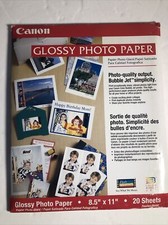 CANON GLOSSY PHOTO PAPER  8.5"x11"  20 SHEETS  PG-301 BUBBLE JET PRINTERS