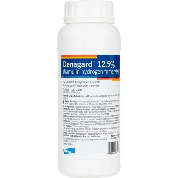 ELANCO Denagard Liquid Concentrate 1 Liter Swine Dysentary Pigs tiamulin