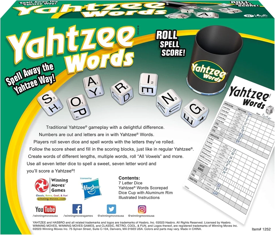 Winning Moves Yahtzee Words Games EE. UU., Family Word Game Versión de Yahtzee para 2 Foto 3 de 4