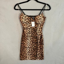 Windsor Women's Leopard Bodycon Mini Dress Size S Brown Bustier Stretch NWT