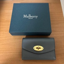Mulberry Darley Folded Multi Card Wallet Charcoal Grain Leather Auth From Japan