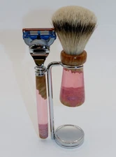 Handmade Shaving Set made from Brown Mallee Burl & Resin. A Great Gift Item. #19