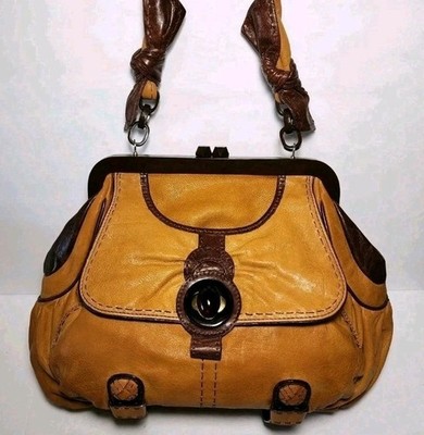 LOCKHEART BROWN LUCY LUCITE BOWED TWIST LOCK KISS LOCK  SHOULDER HANDBAG $795
