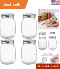 Multi-Purpose 16 oz Clear Glass Canning Jars with Elegant Silver Lids - 4 Count