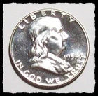 1954 FRANKLIN HALF DOLLAR Almost Black & White GEM PROOF #6D59 .900 Fine SILVER