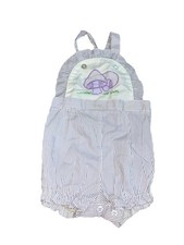 Vintage Girls Purple Mushroom Bubble Romper Size 12 Months 80s
