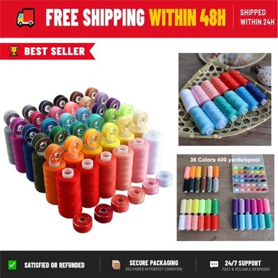 72 PCS Sewing Thread Assortment - 36 Colors with Bobbins - Polyester