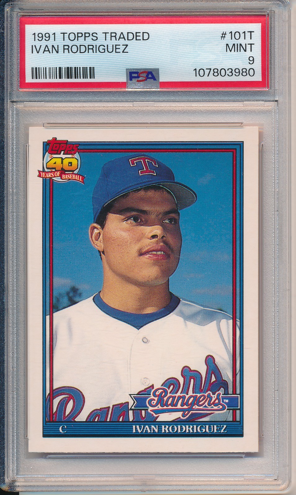 1991 Topps Traded #101T Ivan Rodriguez PSA 9