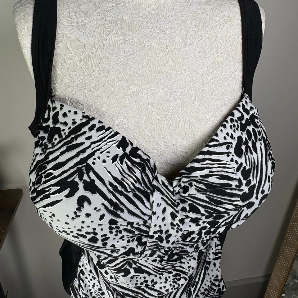 Танкини женские Jaclyn Smith черно-белые серебристые леопардовый принт большой размер 22 Вт - Изображение 4 из 4