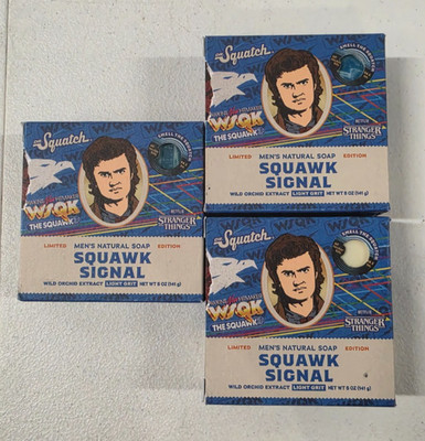 Limited Edition Lot Of 3 Dr Squatch Stranger Things WSQK SQUAWK SIGNAL Bar Soap