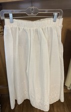 VtgWhite Cotton Embroidered Eyelet Midi Skirt Lined A-Line Cottagecore