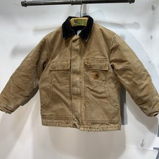Youth Carhartt Brown Canvas Insulated Jacket Size Medium 8 .       000431